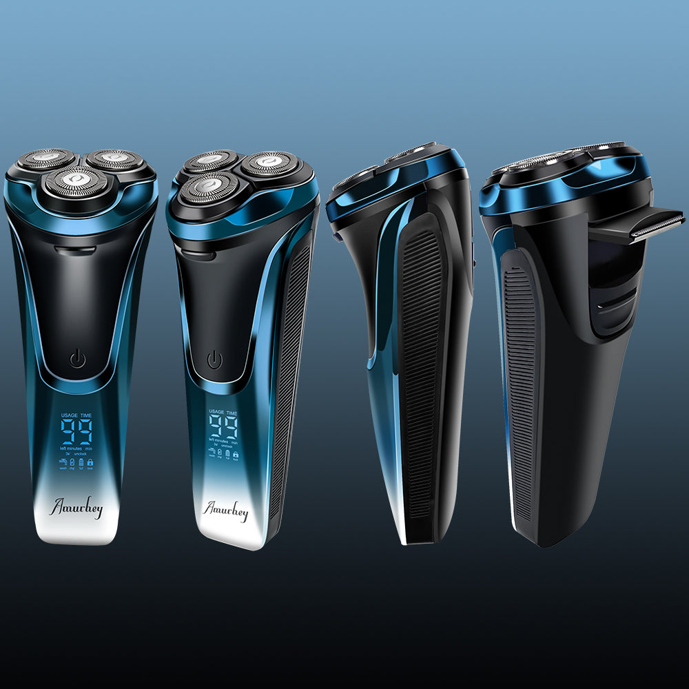 Amurhey FK375S Men's Shaver Pro: Elektrisch nat- en droogscheerapparaat inclusief GRATIS reisetui en 3 vervangende scheerkoppen