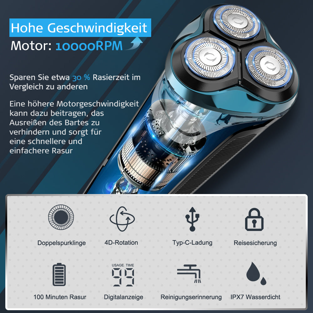 Amurhey FK373 Men's Shaver Pro: Elektrisch nat- en droogscheerapparaat inclusief GRATIS reisetui