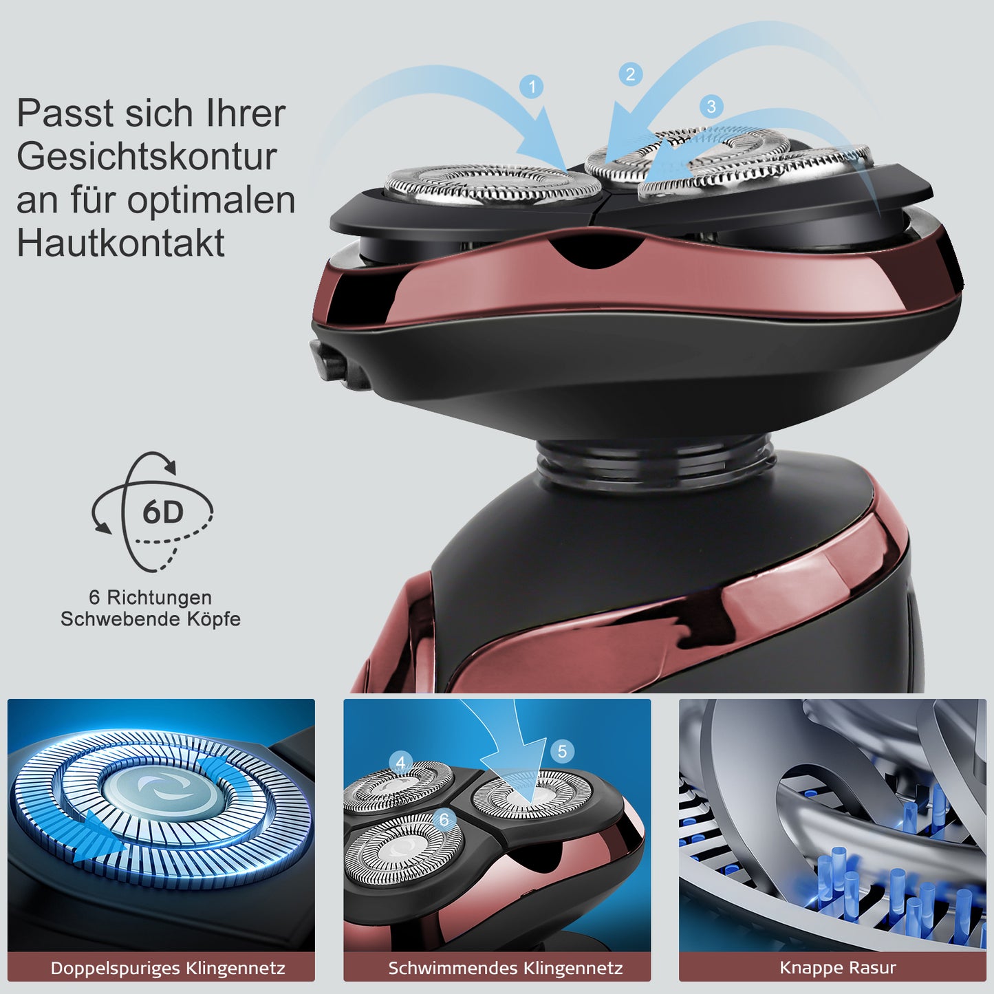 FK8600 Multifunctionele Elektrische Scheerset Bordeaux Rood