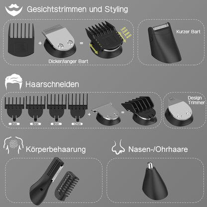 Amurhey FK9001J Multifunctionele baardtrimmer en tondeuse: één set voor alle toepassingen