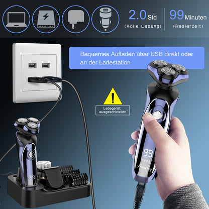 FK8600 Multifunctionele Elektrische Scheerset Metallic Blauw 