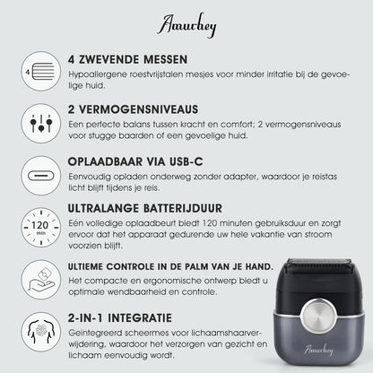 Amurhey FK706 Mini elektrische scheerapparaat voor mannen met reisetui