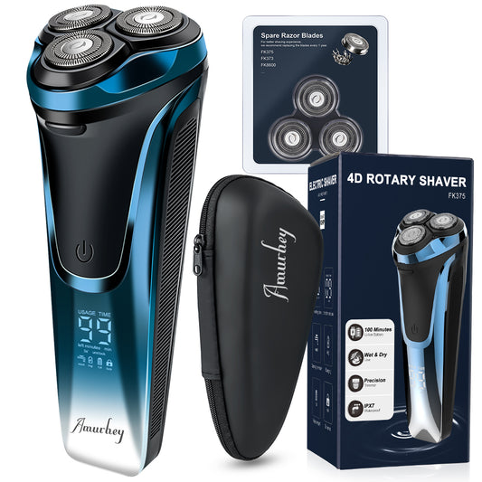 Amurhey FK375S Men's Shaver Pro: Elektrisch nat- en droogscheerapparaat inclusief GRATIS reisetui en 3 vervangende scheerkoppen 
