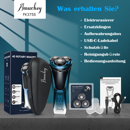 Amurhey FK375S Men's Shaver Pro: Elektrisch nat- en droogscheerapparaat inclusief GRATIS reisetui en 3 vervangende scheerkoppen 